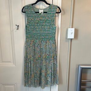 Anna Sui Colorful Smocked Sleeveless Dress